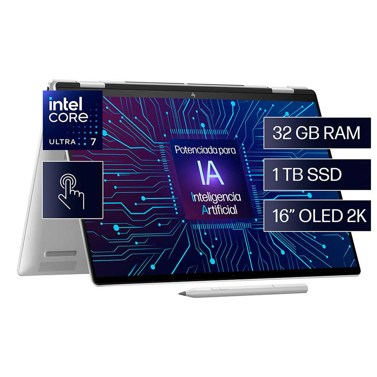 Notebook HP Envy x360 16-ac0000la Core Ultra 7  RAM LPDDR5-6400 MT/s de 32 GB (incorporada) 1TB 16" Integrada