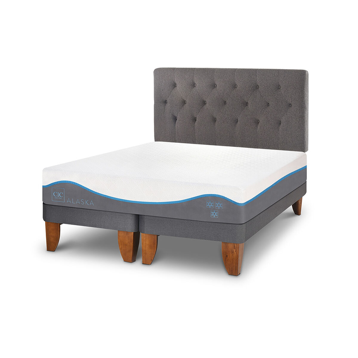 Cama Europea CIC Base Dividida 2 Plazas Alaska + Respaldo