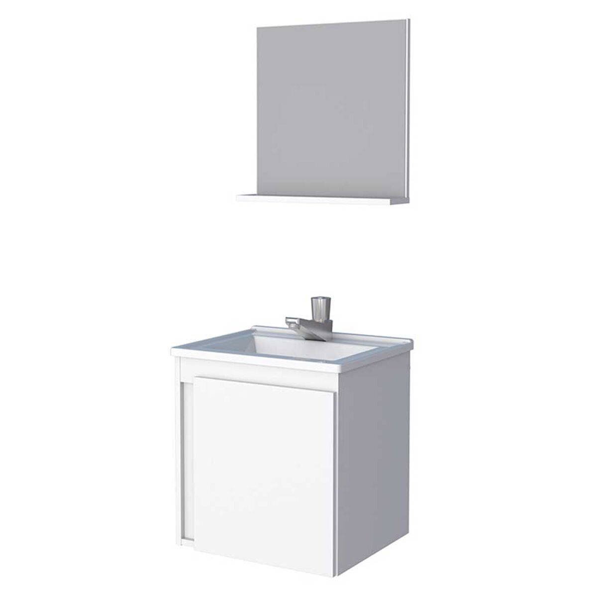 Vanitorio + Lavamanos + Espejo con Repisa Vekkahome Onix Blanco