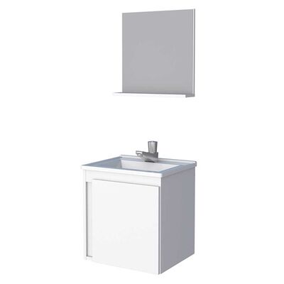 Vanitorio + Lavamanos + Espejo con Repisa Vekkahome Onix Blanco