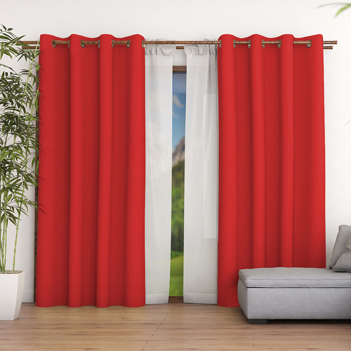 Combo Cortinas Doral Agatha 220 x 140 cm Rojo