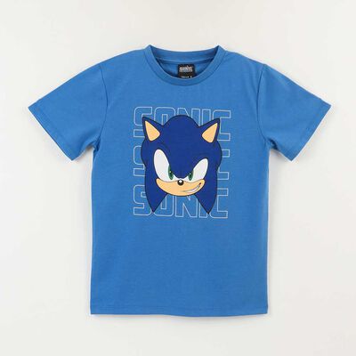 Polera Manga Corta Niño Sonic Azulino