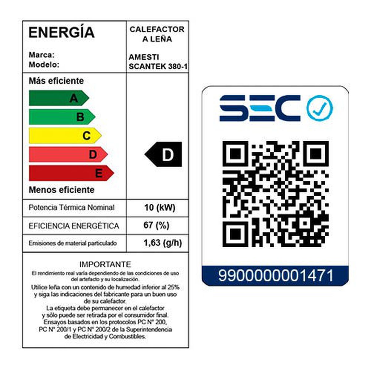 Estufa a Leña Amesti Scantek 380