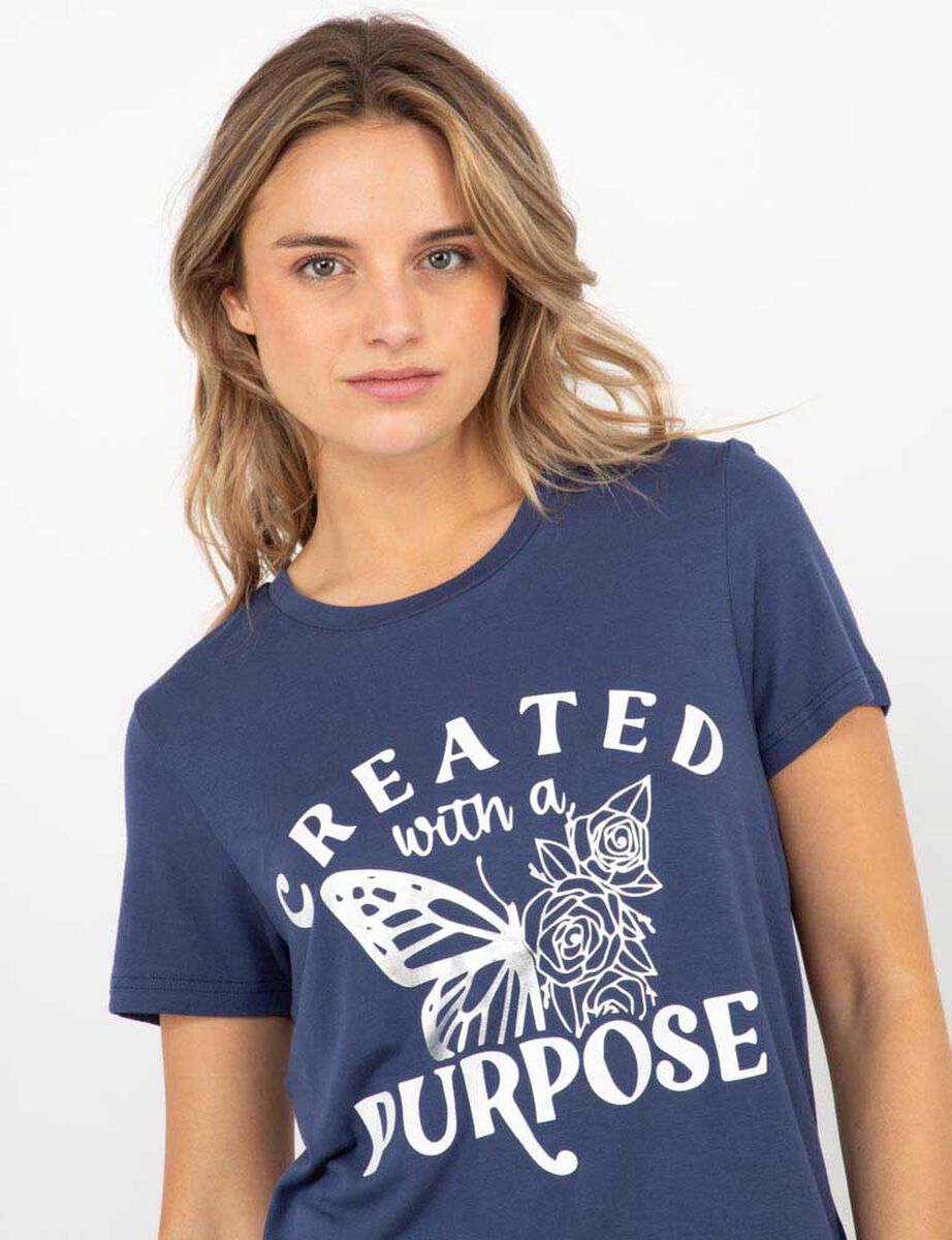 Polera Con Estampado Manga Corta Mujer Icono