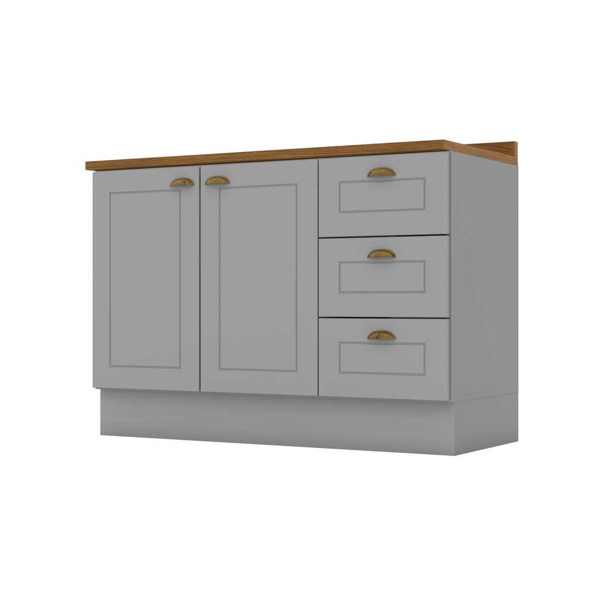 Combo Cocina Mueble A&eacute;reo + Base Home Mobili Americana 120 cm Gris