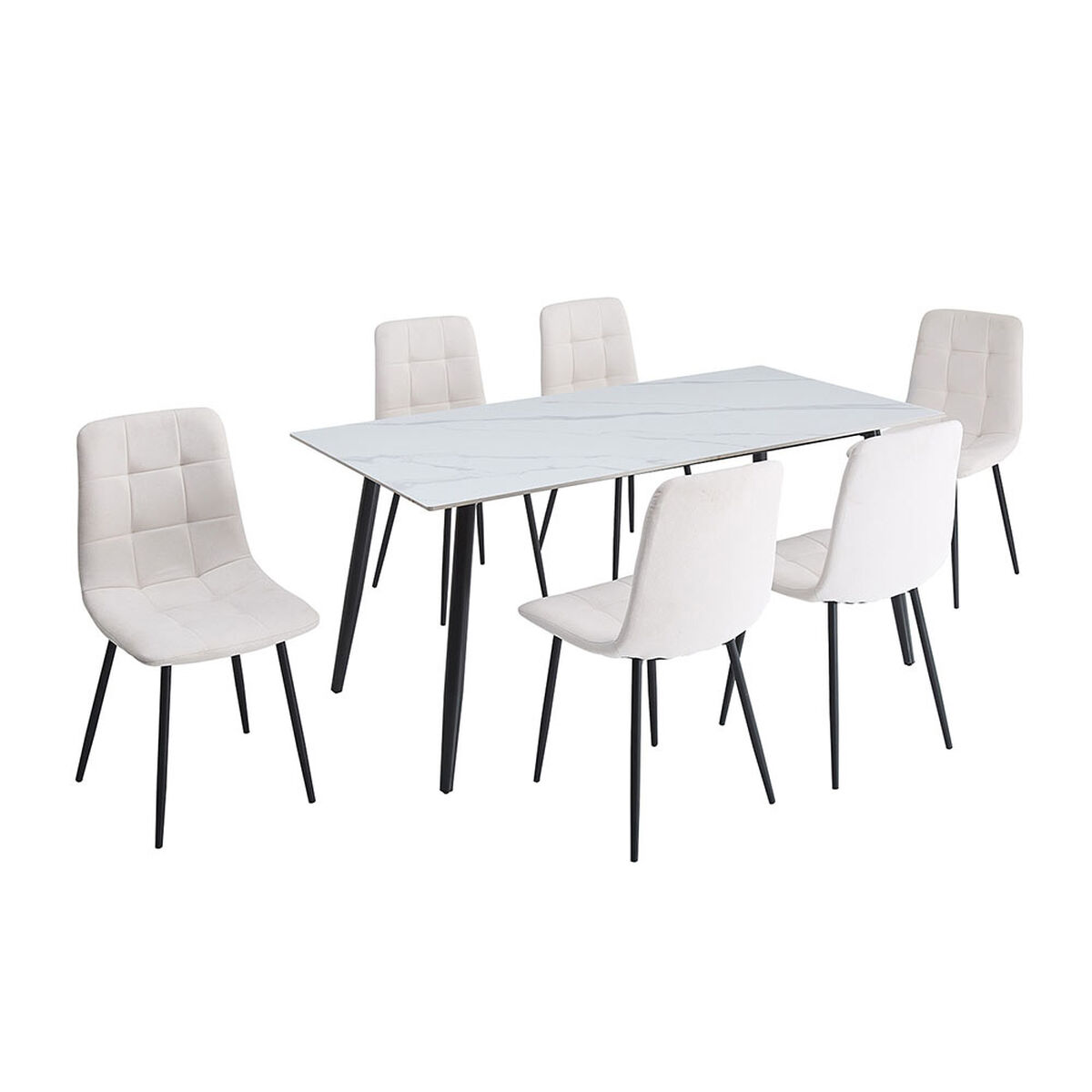 Juego de Comedor Vekkahome Gala Lyon 6 Sillas Blanco