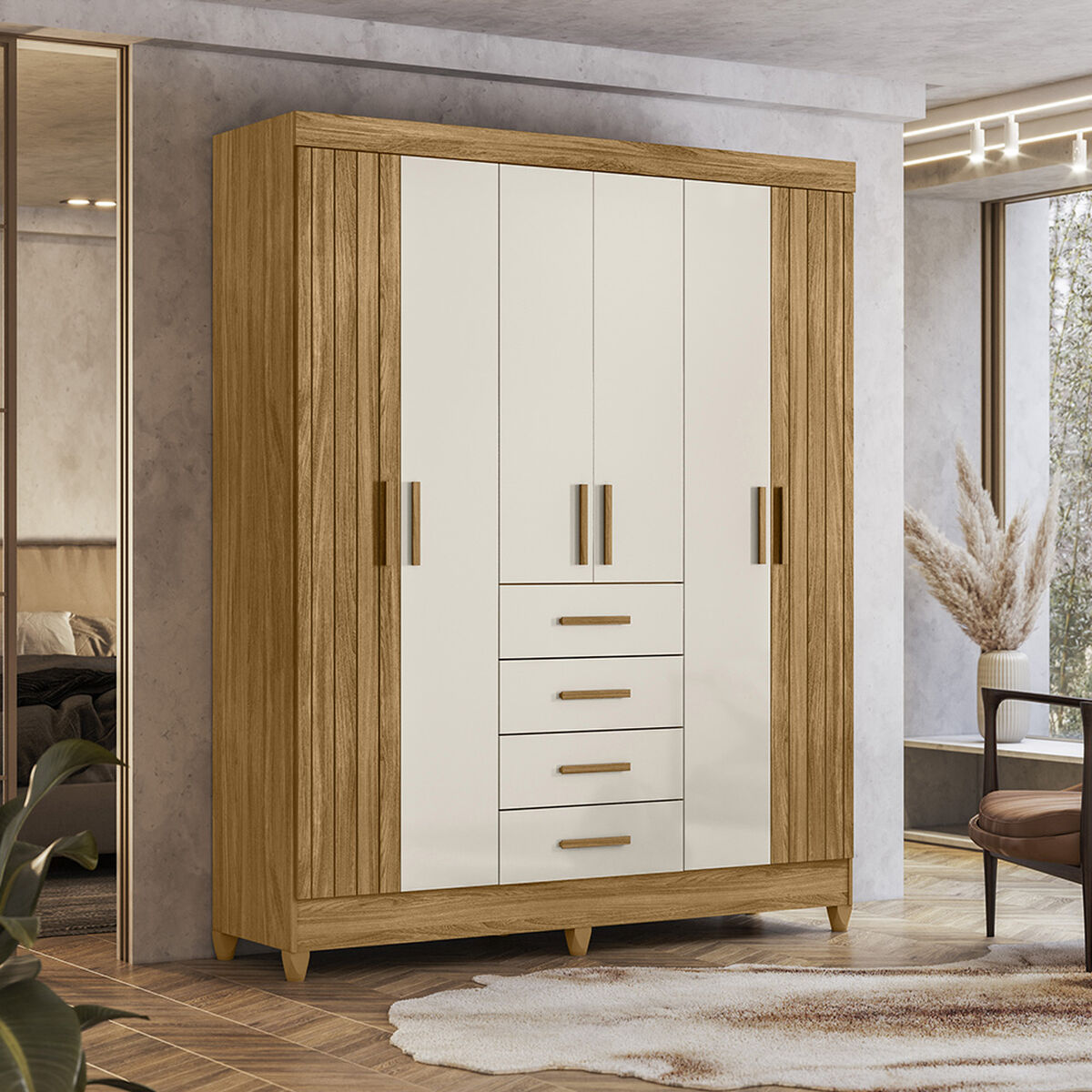 Clóset Di Poretti Aruba 6 Puertas 4 Cajones Off White