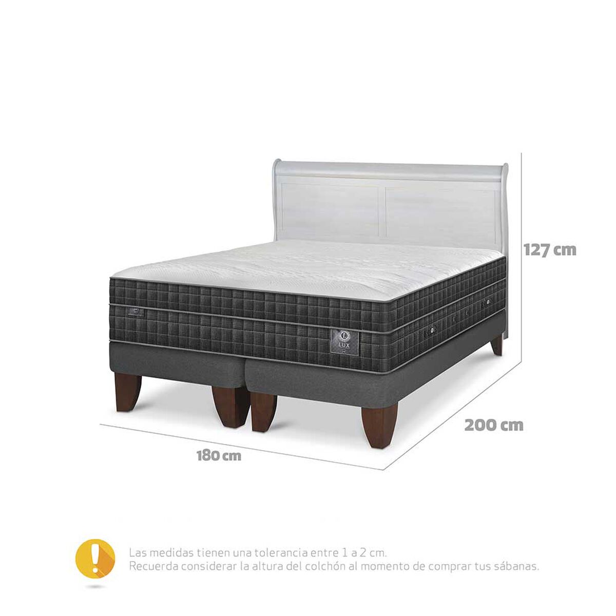 Cama Europea CIC Base Dividida King Lux + Respaldo Miro Alpino