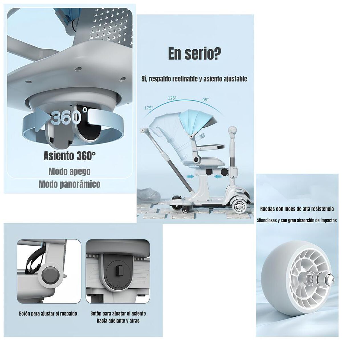 Triciclo Scooter 2 en 1 LuBabycas Azul LuBabycas