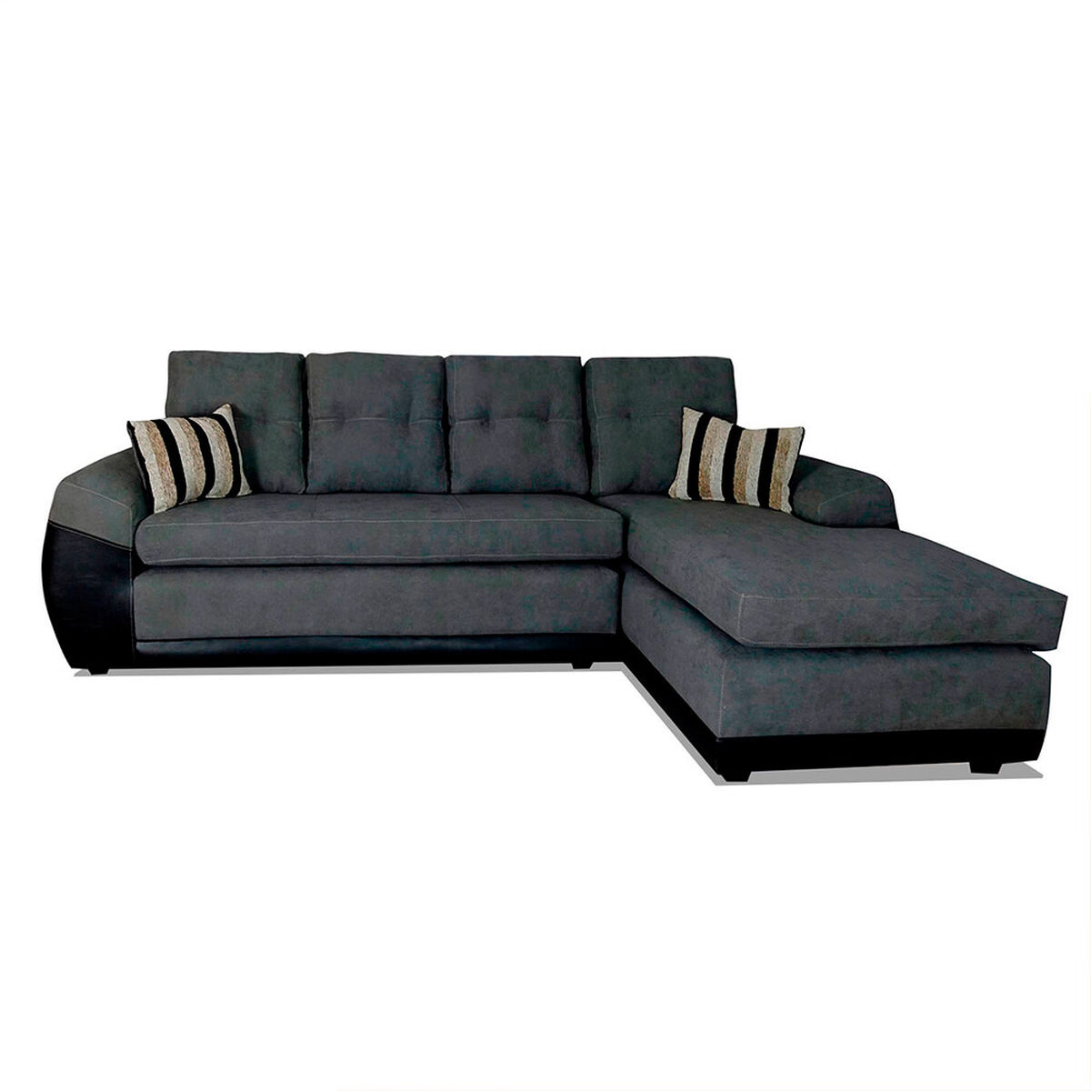Seccional Derecho Elegant Houston Cheise Tela/PU 5 Cuerpos Gris