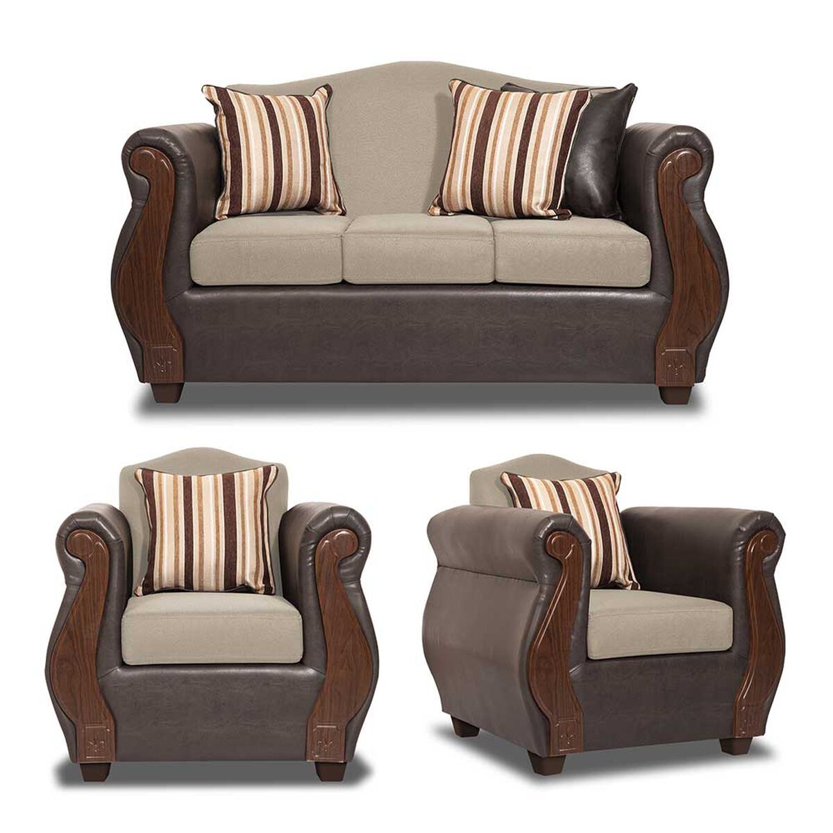 Juego de Living Innovamuebles New Bugambilia Sofá 3 Cuerpos + Dos Butacas 1 Cuerpo Beige