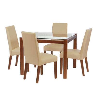 Juego de Comedor Latam Home Barcelona 4 Sillas Beige