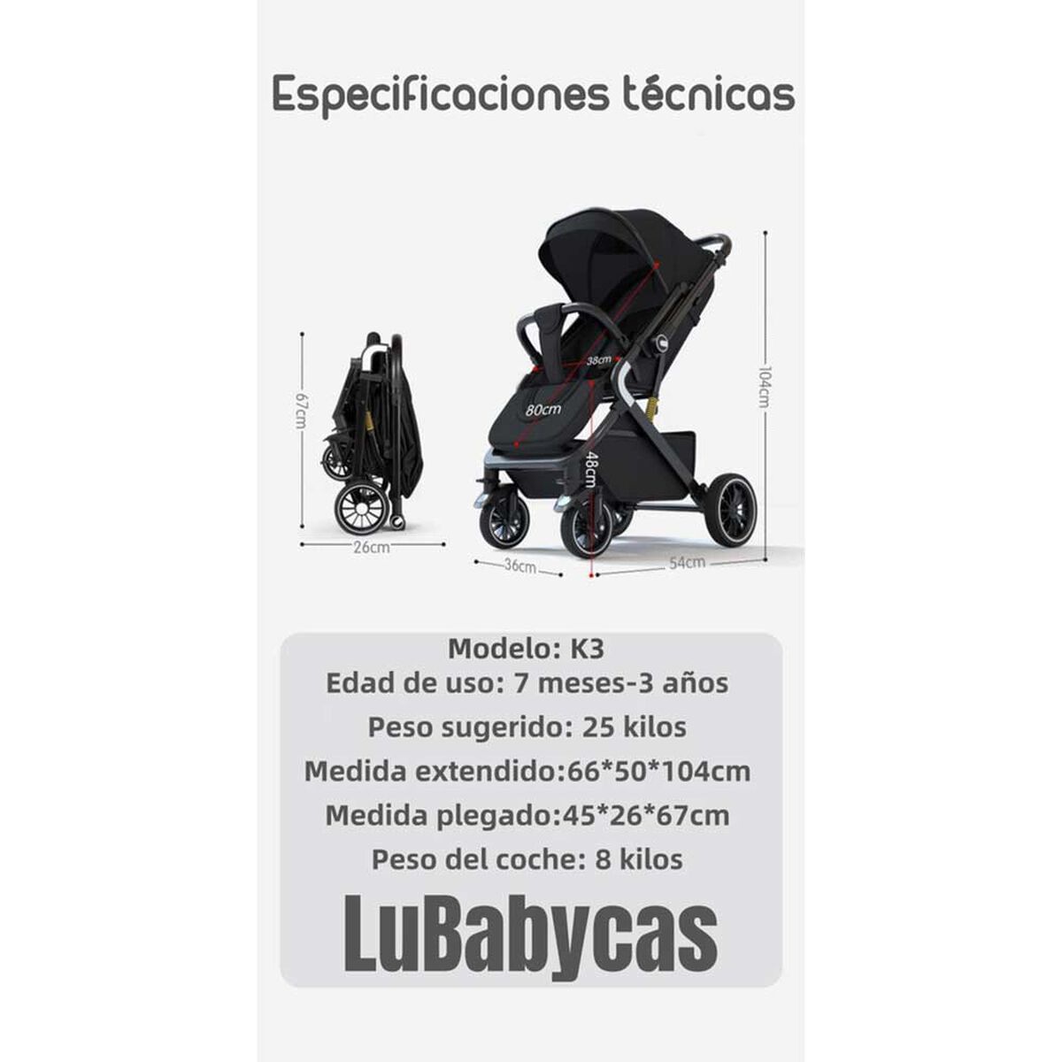 Coche de Paseo Reversible Premium Lubabycas Rosado