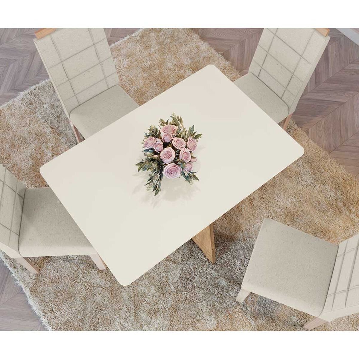 Juego de Comedor Yardas Roma 4 Sillas Off White