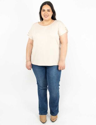 Imagen 2 del producto Polera Manga Corta Mujer Extralindas Beige, Blanco, Morado, Mostaza, Negro