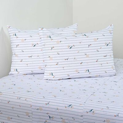 Imagen 1 del producto Juego de Sábanas American Family 2 Plazas Florelia Lines 144 Hilos Blanco