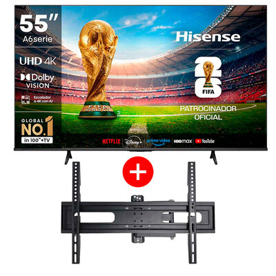 Imagen 1 del producto Combo LED 55"" Hisense Ultra HD 4K + Soporte de Pared Articulado Fiddler