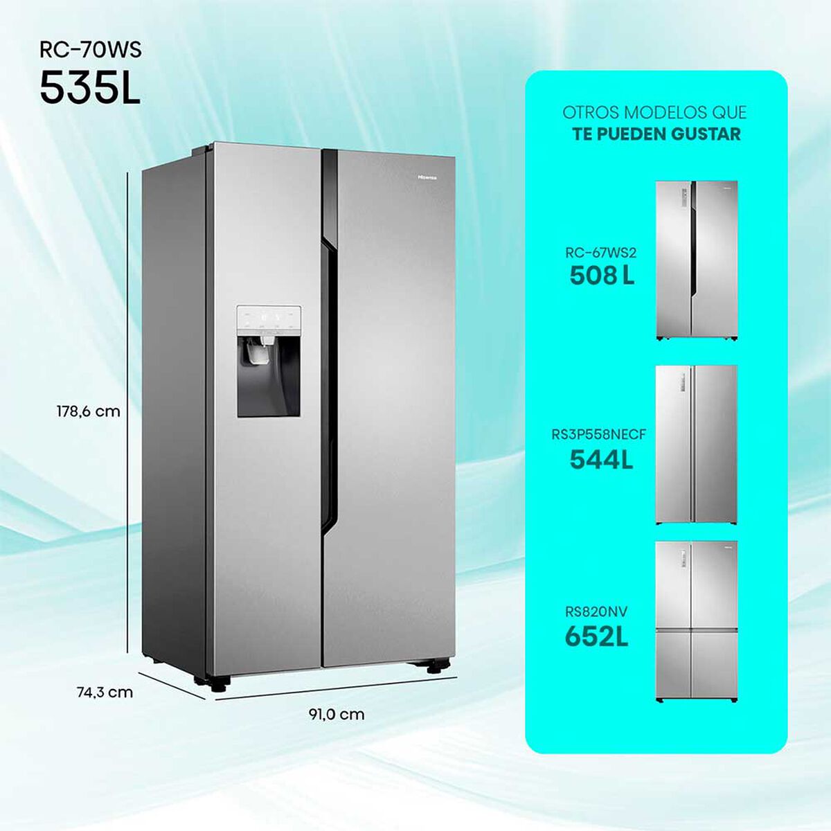 Refrigerador Side by Side Hisense RC-70WS 535 L