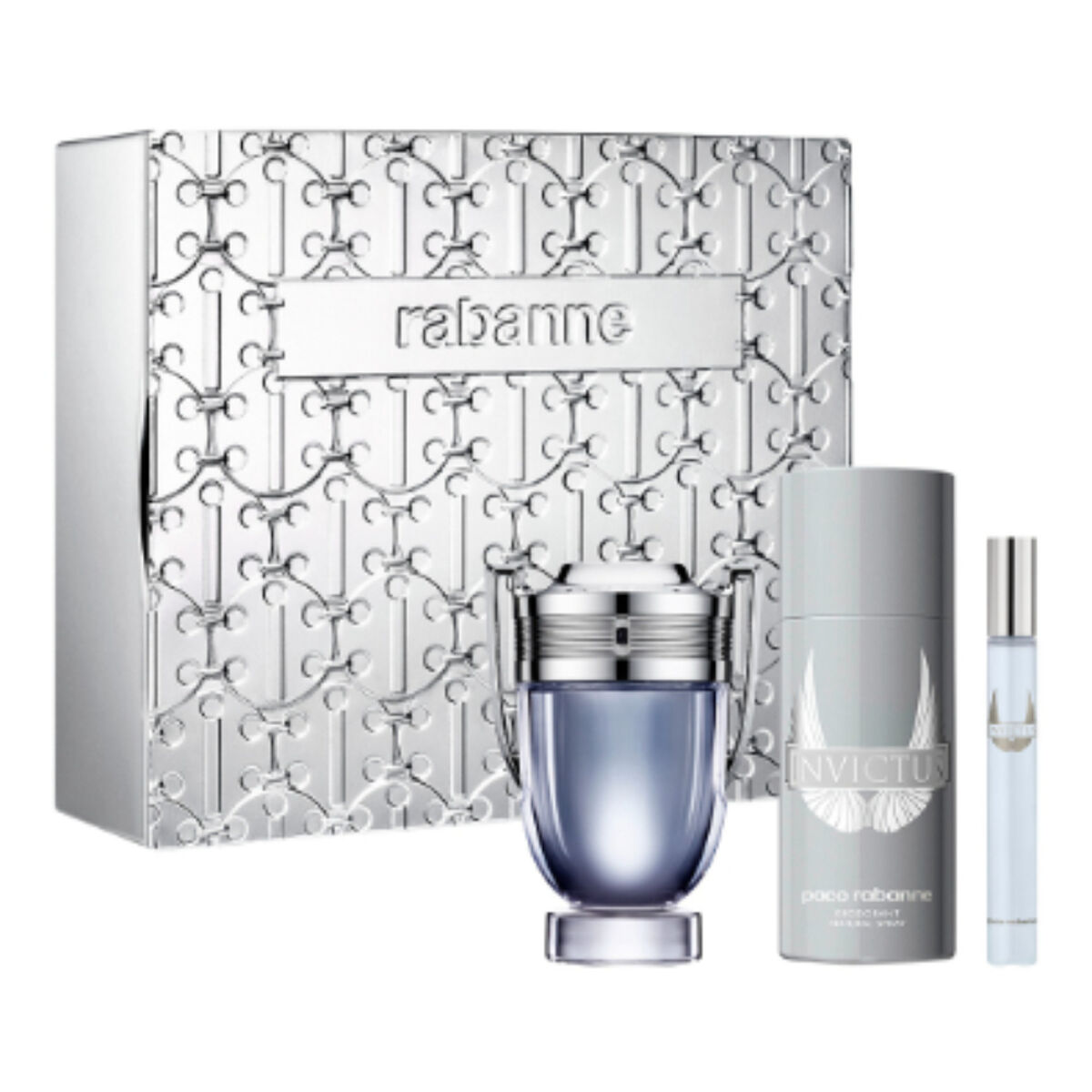 Set Paco Rabanne Invictus Edt 100Ml + Desodorante + Megaspritzer 10 Ml