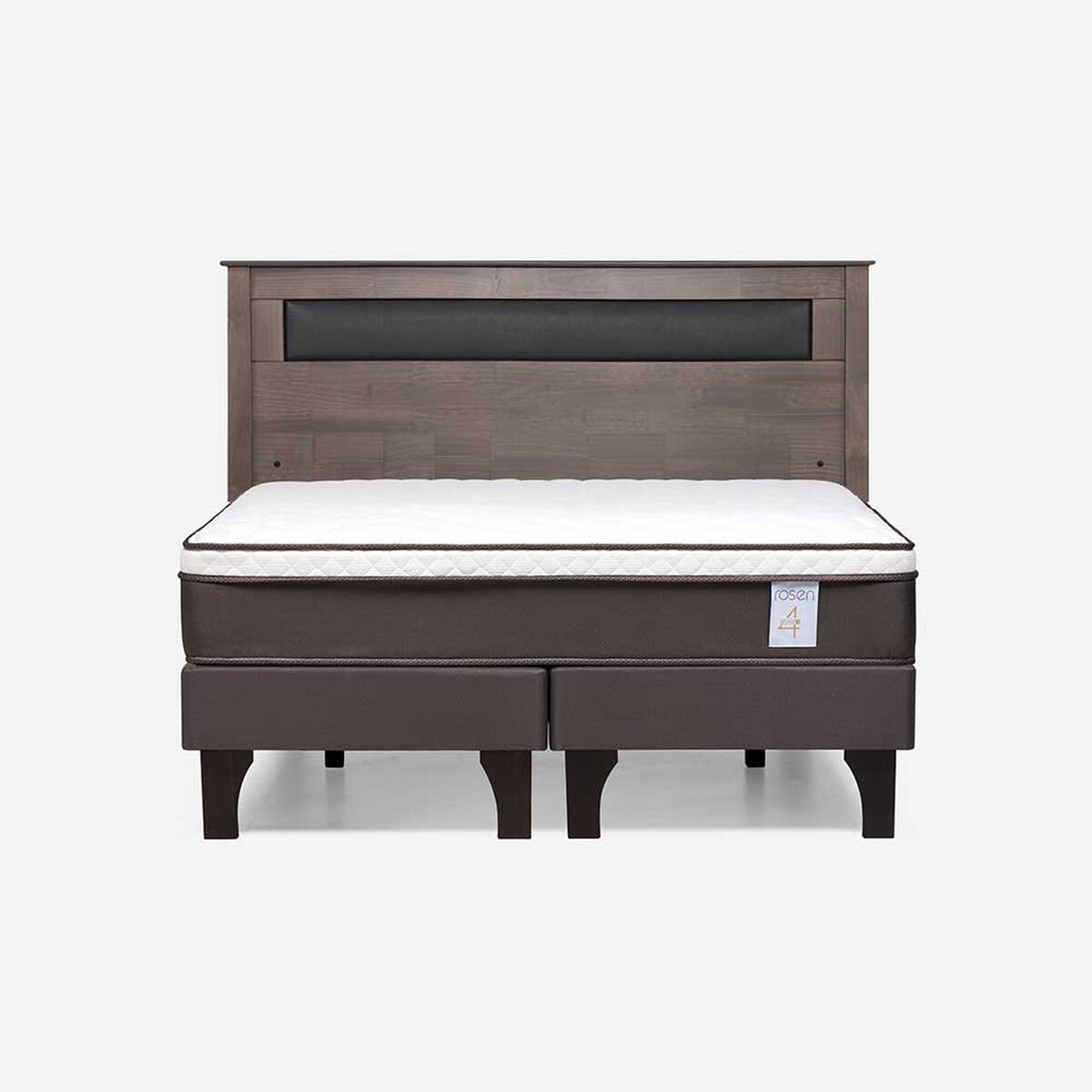 Cama Europea Rosen Base Dividida 2 Plazas New Style 4 Plus + Respaldo Ferrera Gris