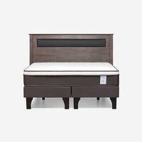 Cama Europea Rosen Base Dividida 2 Plazas New Style 4 Plus + Respaldo Ferrera Gris