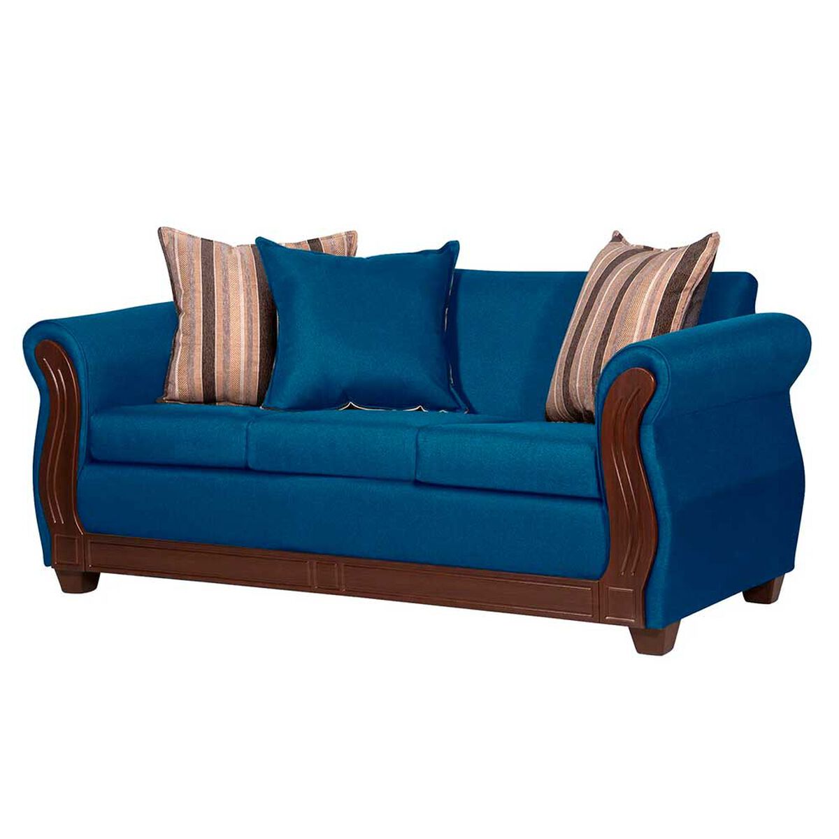 Juego de Living Ruzam Mobel Atenas Sof&aacute; 3 Cuerpos + Dos Sillones 1 Cuerpo Lino Azul