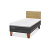 Cama Europea CIC 1,5 Plazas Ortopedic Advance + Respaldo Villarrica Mostaza