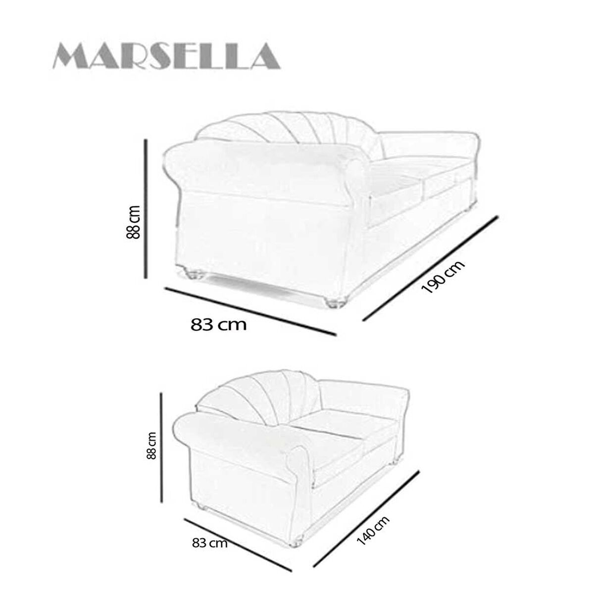 Juego de Living Elegant Detail Marsella Sofá 3 Cuerpos + Sofá 2 Cuerpos Beige