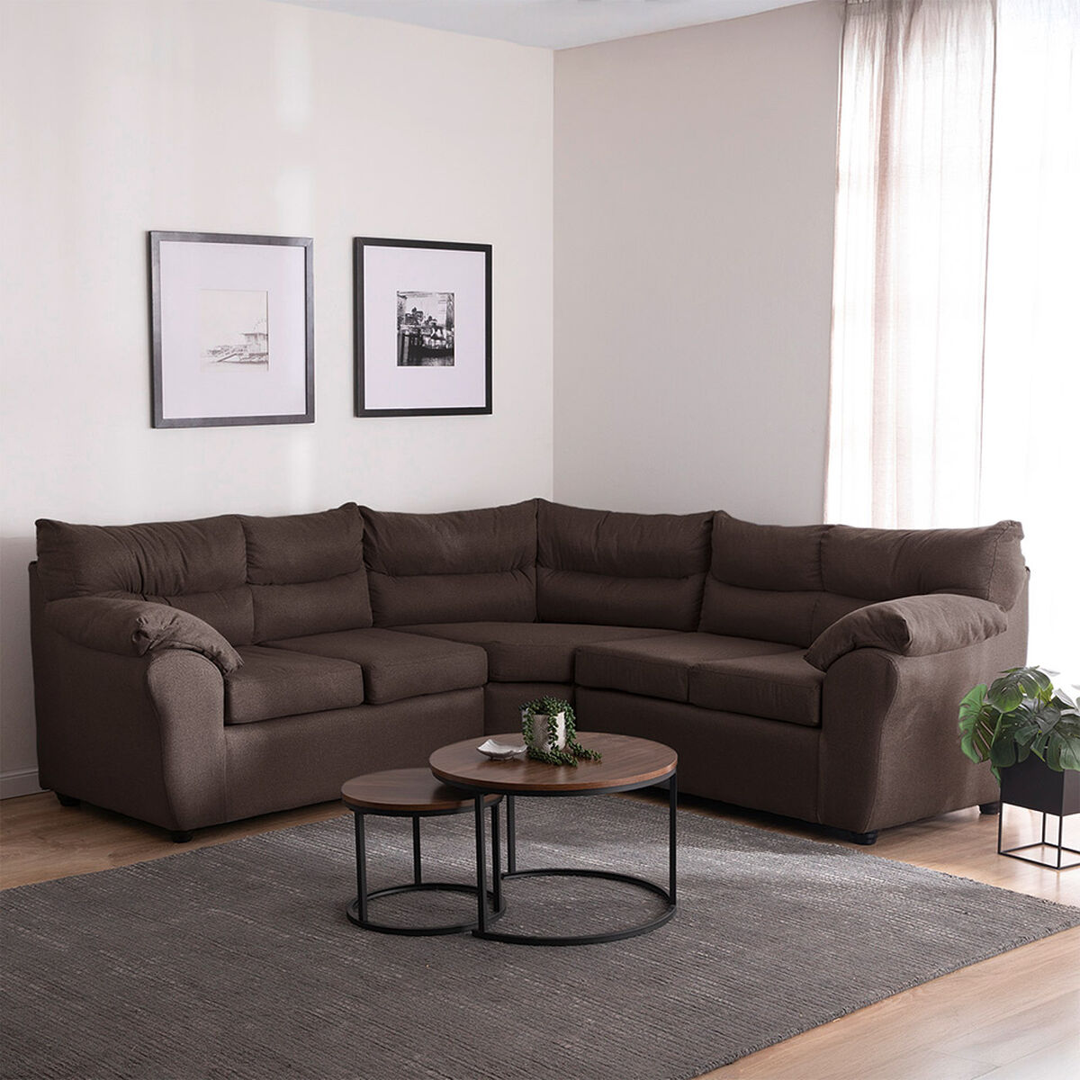 Seccional Muebles MPR Array&aacute;n 2-1-2 Cuerpos Tela Chocolate