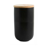 Contenedor de Cerámica Hermético Tapa Madera Simplit L Negro