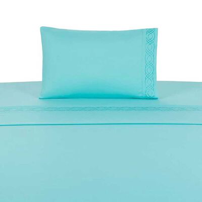 Juego de Sábanas Illusions 1,5 Plazas Bordada Waterspout Celeste