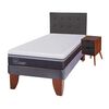 Cama Europea CIC 1,5 Plazas Ortopedic Advance + Respaldo + Velador Eufrates