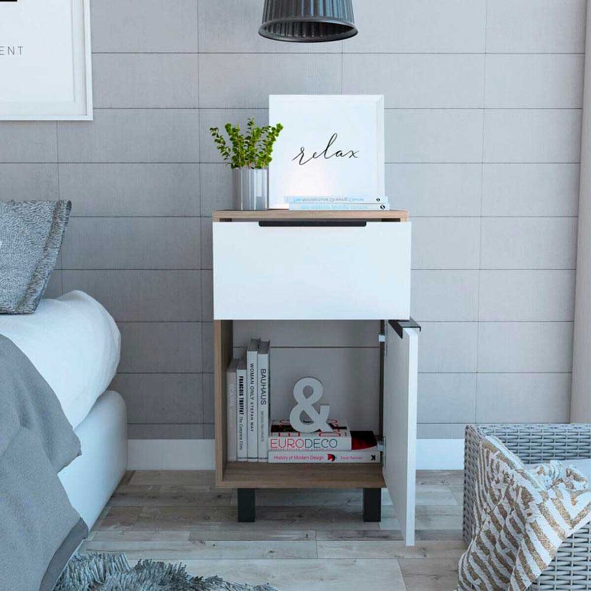 Velador TuHome Kaia 1 Caj&oacute;n Miel/Blanco