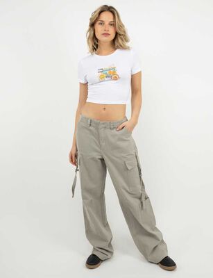 Imagen 2 del producto Polera Crop Con Estampado Manga Corta Mujer Icono Black, Blanco, Color-1, Gris, Print-1