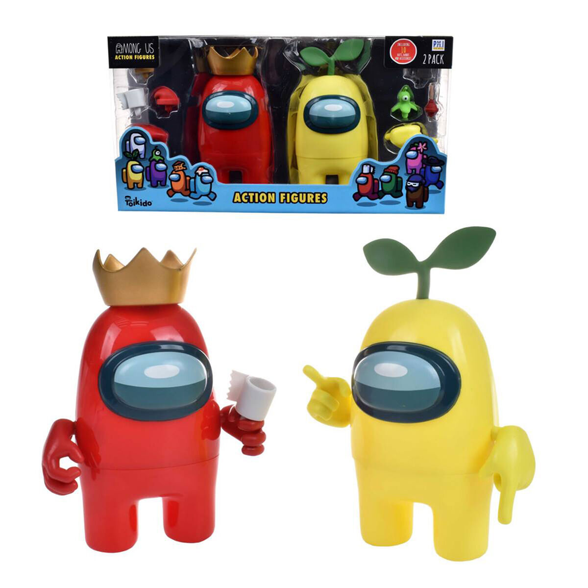 Pack 2 Figuras + 10 Accesorios Among Us