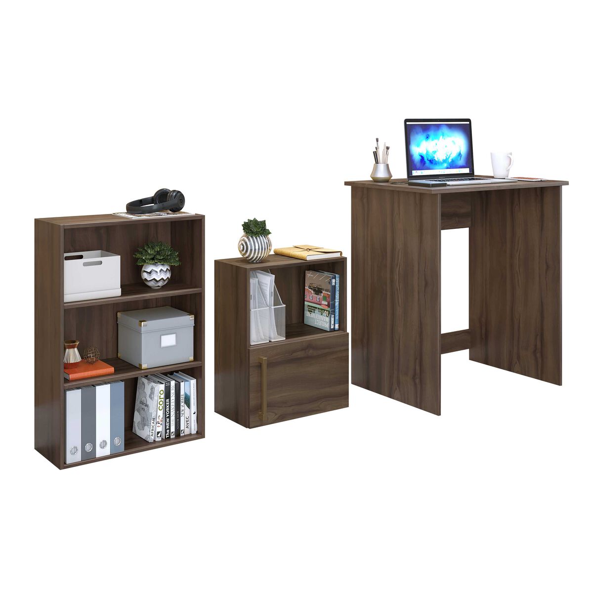 Escritorio + Estante + Librero Mobilo Mini Home Café Wood