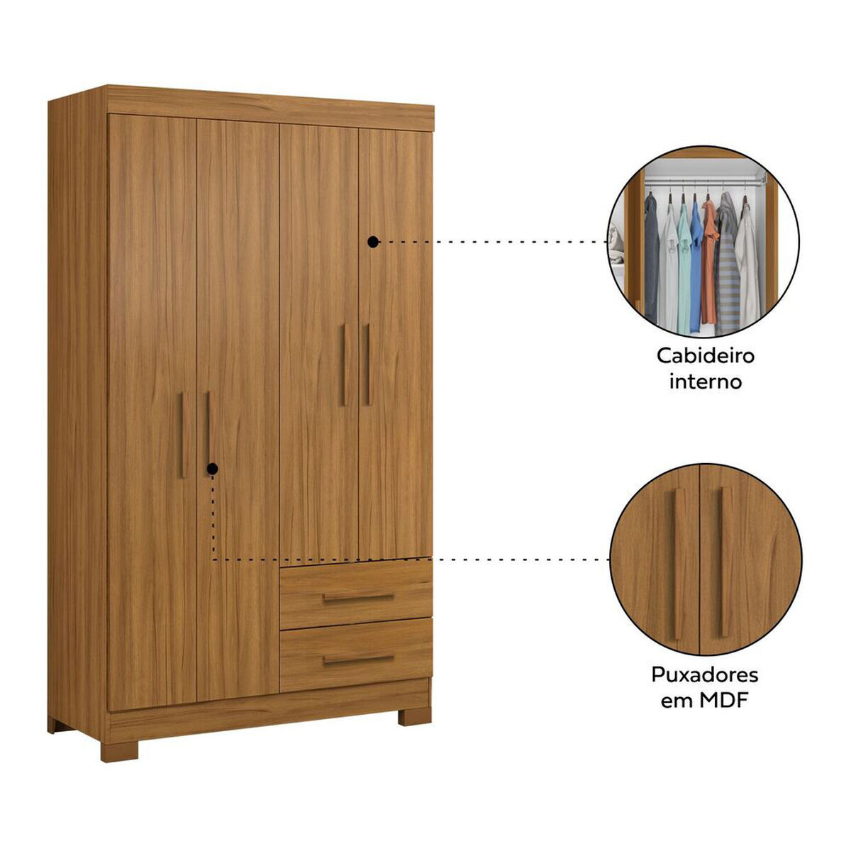 Closet Home Mobili Lucca 4 Puertas 2 Cajones Caf&eacute;