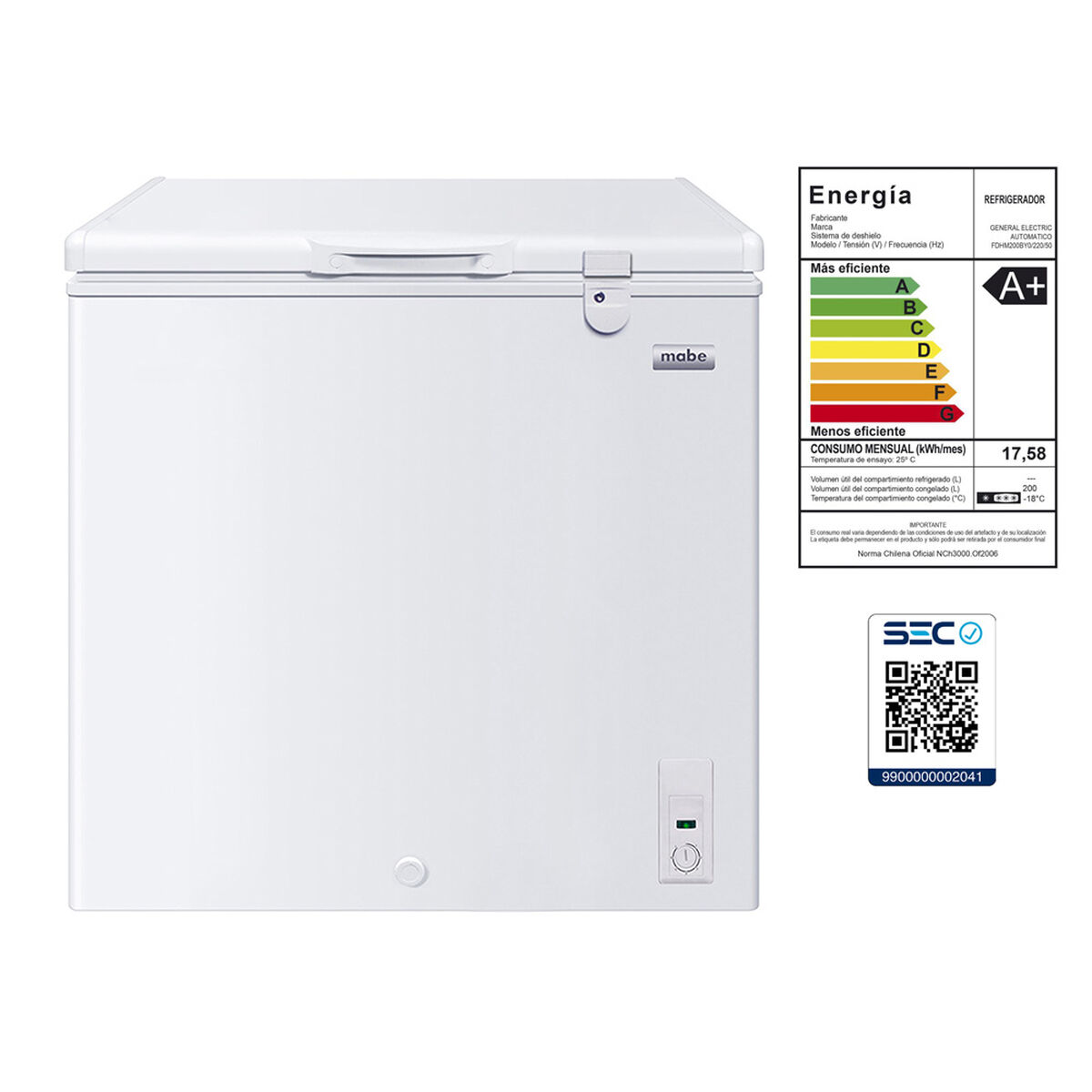 Freezer Horizontal Mabe FDHM200BY0 200 lts.