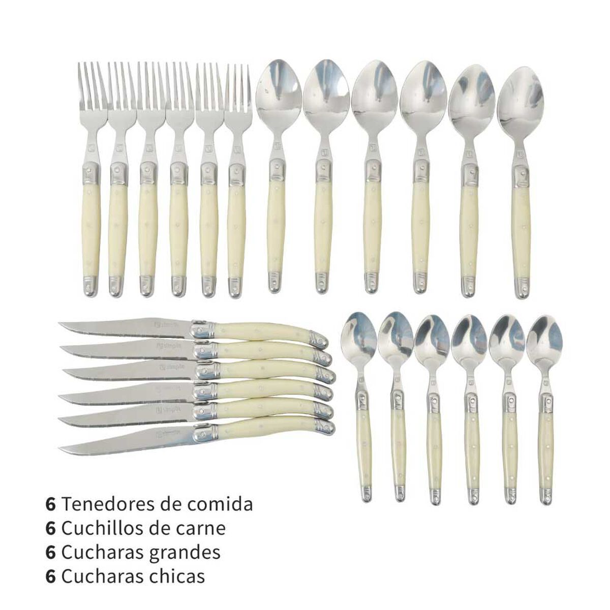 Set de Cuchillería Simplit Versalle 24 Piezas Blanco