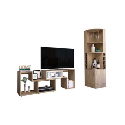 Imagen 2 del producto Combo Bar Esquinero + Rack TV40 Extensible TuHome Beijing Rovere Blanco