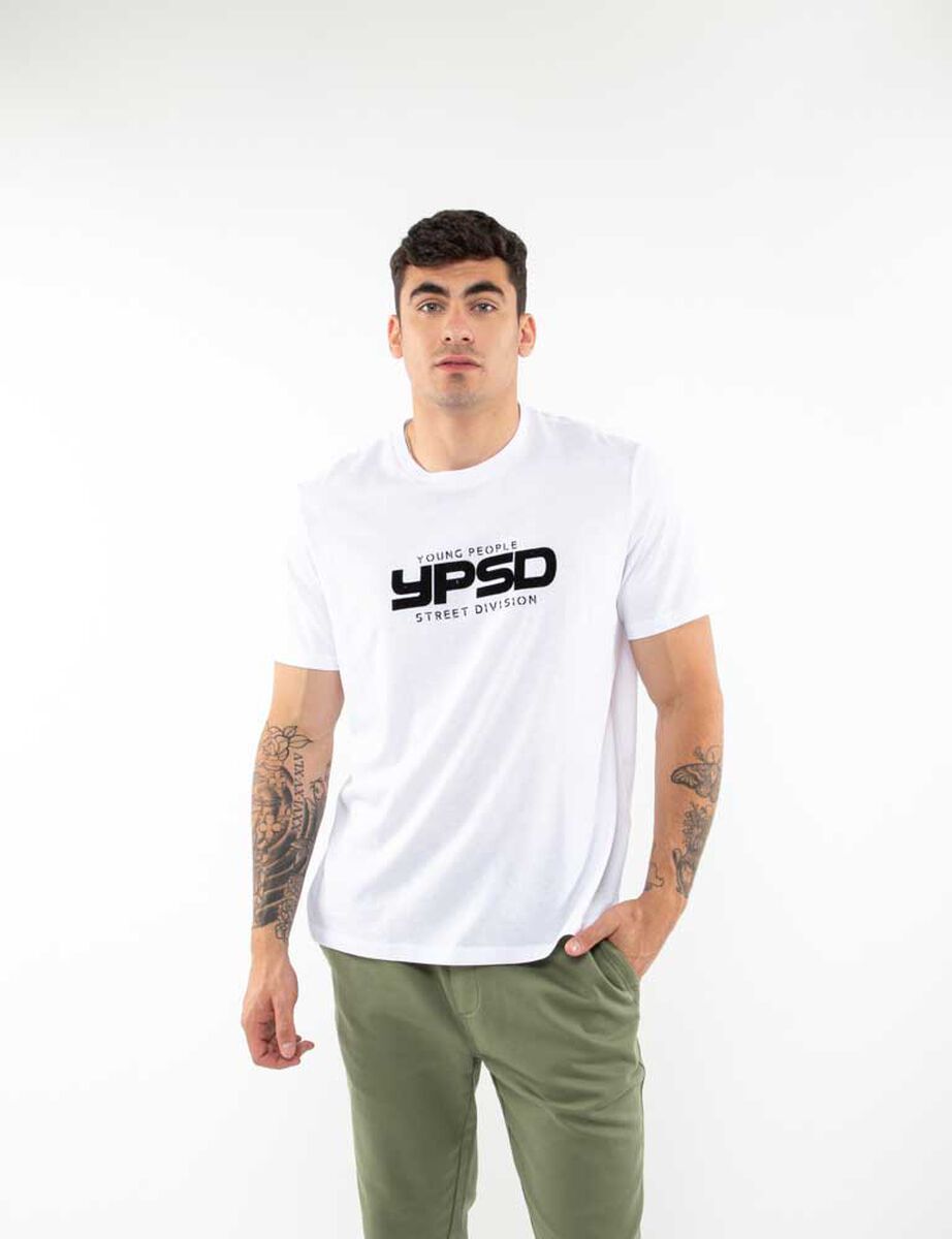 Polera Algodón Con Estampado Manga Corta Hombre Icono