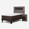 Cama Europea Rosen 1,5 Plazas New Ergo T + Respaldo Ferrera Gris + Velador