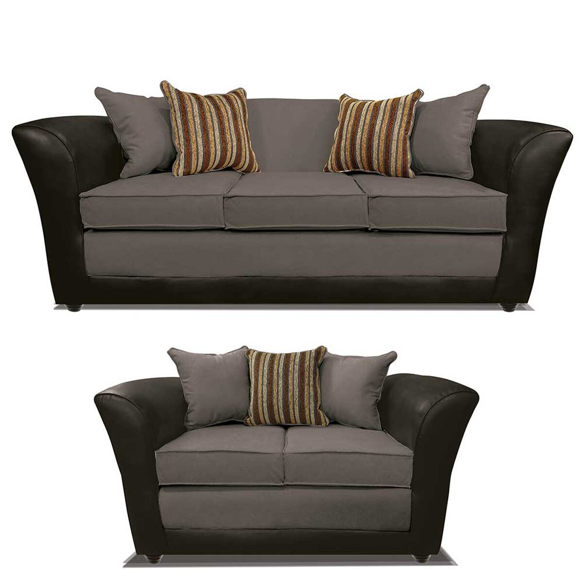 Juego de Living Elegant Detail Minesota Sofá 3 Cuerpos + Sofá 2 cuerpos + Sillón 1 Cuerpo Gris