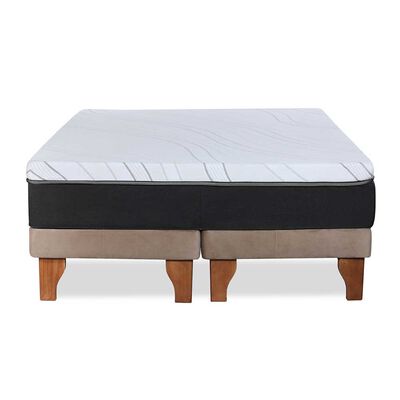 Imagen 2 del producto Cama Europea Latam Home Base Dividida 2 Plazas Zen Top Spring Hybrid Velvet Beige