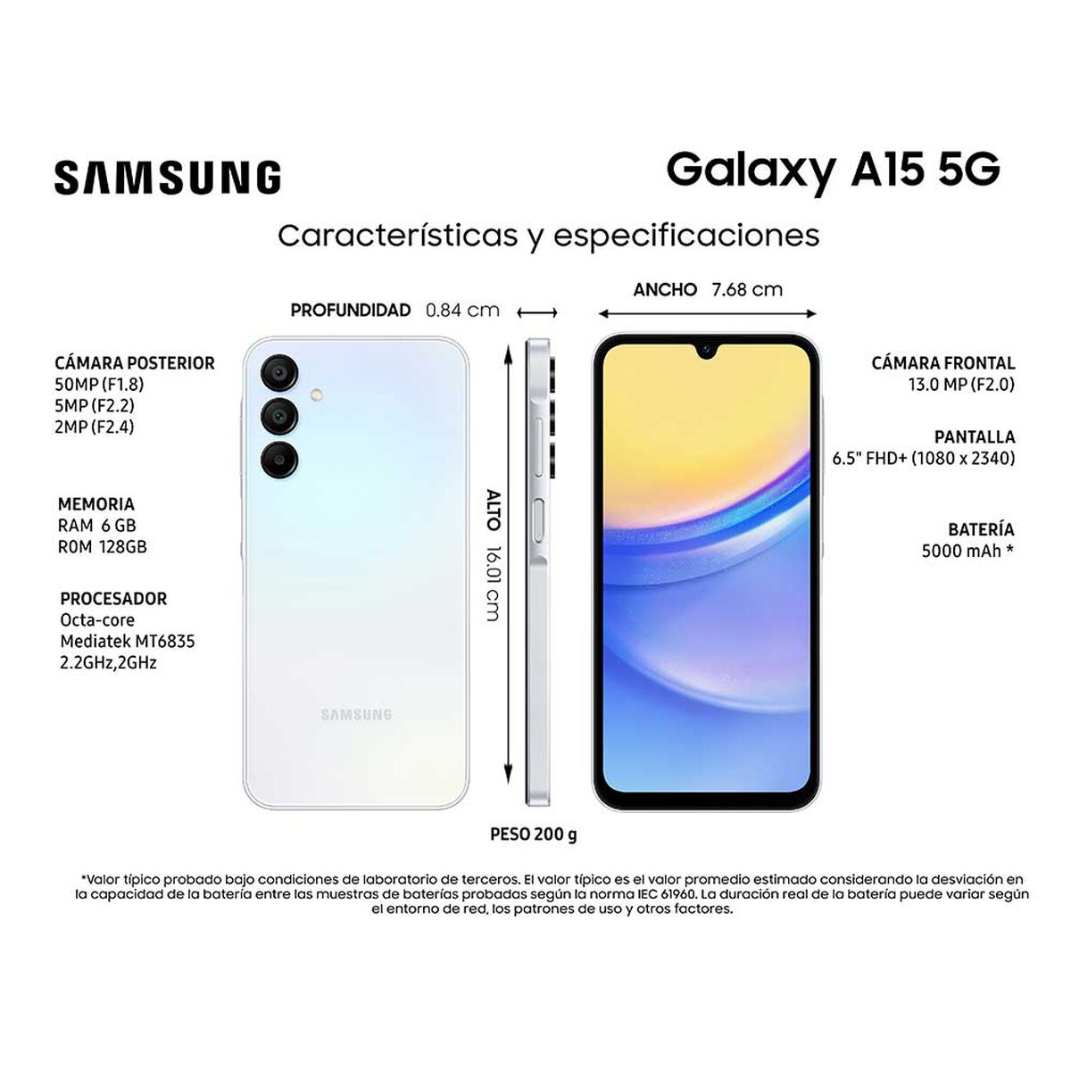 Celular Samsung Galaxy A15 5G 128GB 6,5" Light Blue Liberado