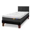 Cama Europea Flex 1,5 Plazas Mallorca + Respaldo Royal Negro