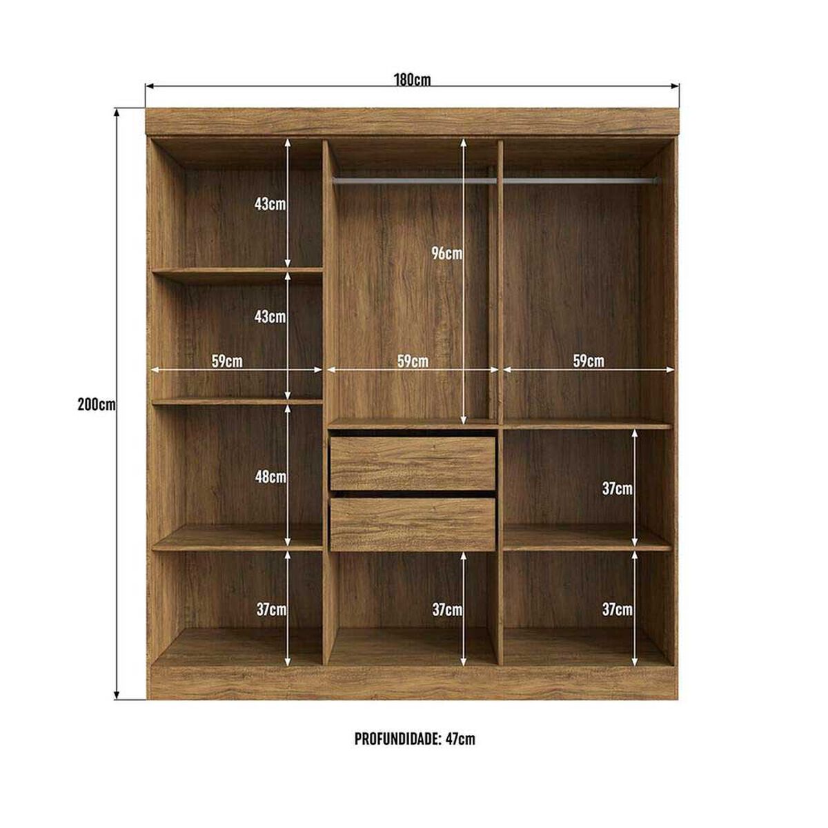 Cl&oacute;set Exit New Xangai 6 Puertas 2 Cajones Nuez y Beige