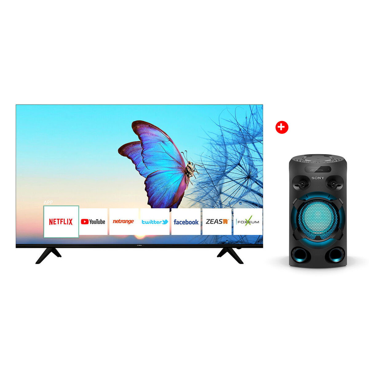 Combo LED 50" Hyundai HY50S4BL20 Smart TV Ultra HD + Minicomponente Bluetooth Sony MHC-V02