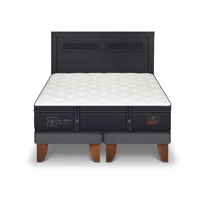 Imagen 1 del producto Cama Europea CIC Base Dividida 2 Plazas Grand Premium + Respaldo Milan Negro