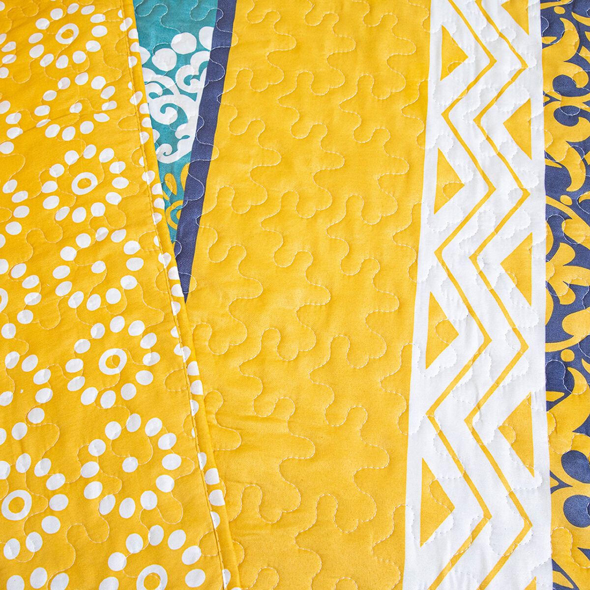 Quilt Doral 2 Plazas Patchwork Amarillo